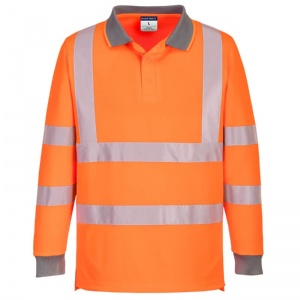 Portwest EC11 Eco Hi-Vis Orange Long-Sleeve Polo Shirt (Pack of 6)