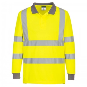 Portwest EC11 Eco Hi-Vis Yellow Long-Sleeve Polo Shirt (Pack of 6)