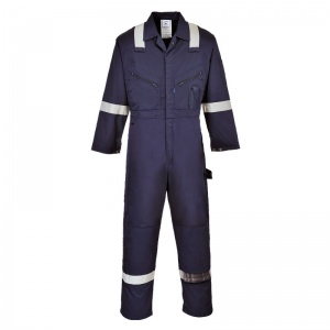 Portwest C814 Navy Iona Cotton Coveralls with Reflective Stripes