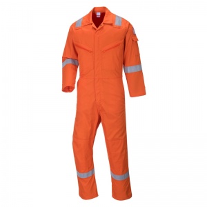 Portwest C814 Orange Iona Cotton Coveralls with Reflective Stripes