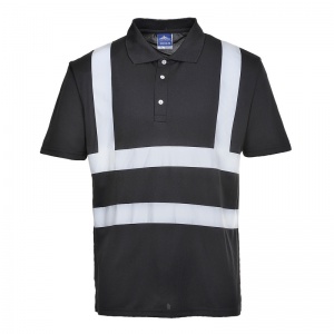 Portwest F477 Black Iona Work Shirt with Reflective Tape