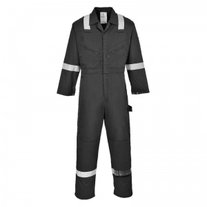 Portwest F813 Black Iona Safety Coveralls with Reflective Tape