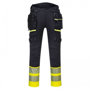 Portwest DX445 DX4 Class 1 Black Hi-Vis Trousers with Detachable Holster Pockets