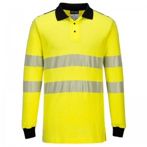 Portwest FR702 PW3 Yellow and Black Flame Resistant Hi-Vis Polo Shirt