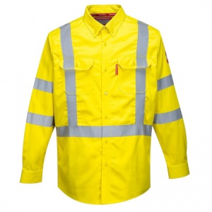 Portwest FR95 Yellow Flame Retardant Hi-Vis Long Sleeve Shirt