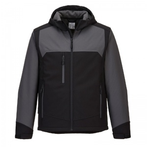 Portwest KX362 KX3 Waterproof Black and Grey Hooded Softshell Jacket (3L)