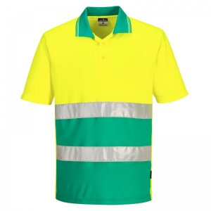 Portwest S175 Hi-Vis Lightweight Contrast Polo Shirt (Yellow/Teal)