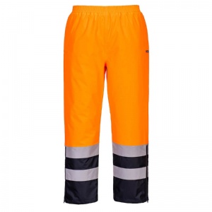Portwest S598 Hi-Vis Padded Waterproof Winter Work Trousers (Orange/Navy)
