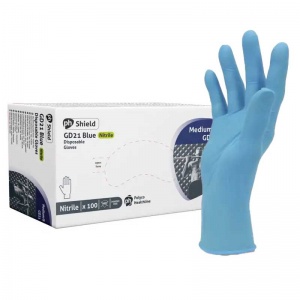 Shield GD21 Powder-Free Blue Nitrile Gloves