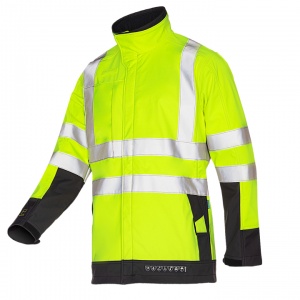Sioen 9633 Playford Yellow/Grey Waterproof Hi-Vis Softshell Jacket with Electric ARC Protection
