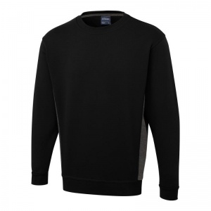 Uneek UC217 Two-Tone Crew Neck Sweatshirt (Black/Charcoal)
