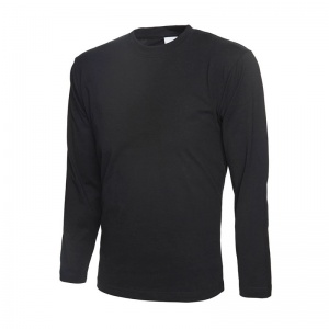 Uneek UC314 Long-Sleeve 100% Cotton Work T-Shirt (Black)