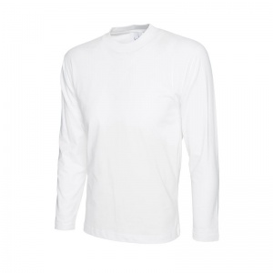 Uneek UC314 Long-Sleeve 100% Cotton Work T-Shirt (White)