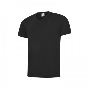 Uneek UC317 100% Cotton V-Neck Work T-Shirt (Black)