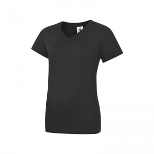 Uneek UC319 Ladies Classic V-Neck Work T-Shirt (Black)