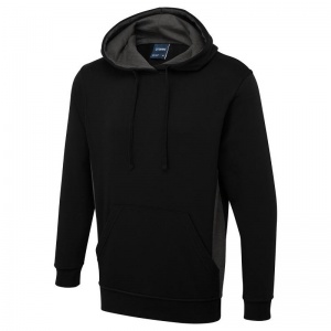 Uneek UC517 Unisex Two-Tone Hooded Sweatshirt (Black/Charcoal)