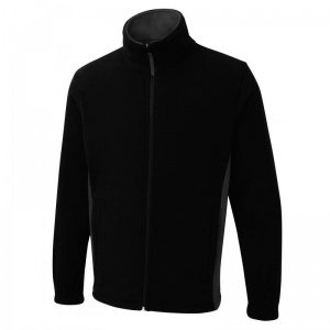 Uneek UC617 Unisex Two-Tone Full-Zip Fleece Jacket (Black/Charcoal)