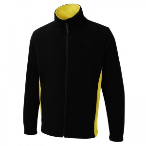 Uneek UC617 Unisex Two-Tone Full-Zip Fleece Jacket (Black/Yellow)