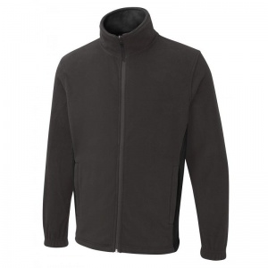Uneek UC617 Unisex Two-Tone Full-Zip Fleece Jacket (Charcoal/Black)