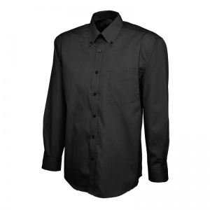 Uneek UC701 Men's Pinpoint Oxford Long-Sleeve Work Shirt (Black)
