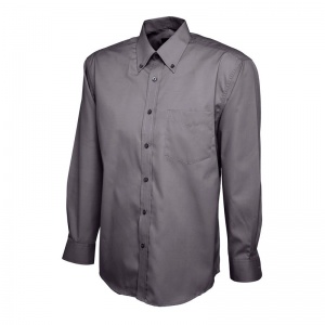 Uneek UC701 Men's Pinpoint Oxford Long-Sleeve Work Shirt (Charcoal)