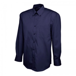Uneek UC701 Men's Pinpoint Oxford Long-Sleeve Work Shirt (Navy)
