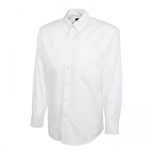 Uneek UC701 Men's Pinpoint Oxford Long-Sleeve Work Shirt (White)