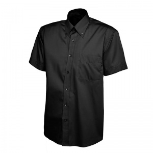 Uneek UC702 Men's Pinpoint Oxford Short-Sleeve Work Shirt (Black)