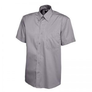 Uneek UC702 Men's Pinpoint Oxford Short-Sleeve Work Shirt (Charcoal)