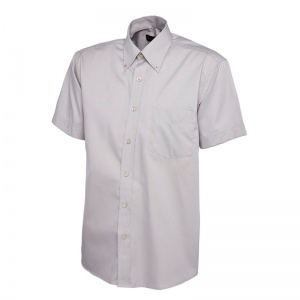 Uneek UC702 Men's Pinpoint Oxford Short-Sleeve Work Shirt (Grey)