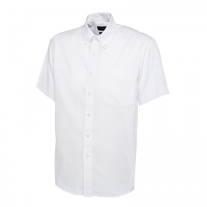 Uneek UC702 Men's Pinpoint Oxford Short-Sleeve Work Shirt (White)