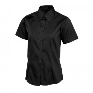 Uneek UC704 Ladies' Pinpoint Oxford Short-Sleeve Work Shirt (Black)