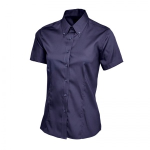 Uneek UC704 Ladies' Pinpoint Oxford Short-Sleeve Work Shirt (Navy)