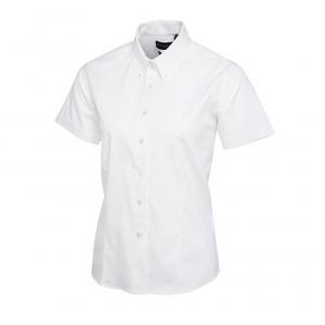 Uneek UC704 Ladies' Pinpoint Oxford Short-Sleeve Work Shirt (White)