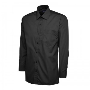 Uneek UC709 Men's Poplin Long-Sleeve Work Shirt (Black)