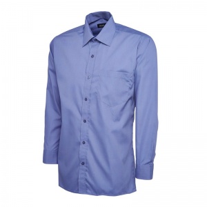Uneek UC709 Men's Poplin Long-Sleeve Work Shirt (Blue)