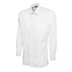 Uneek UC709 Men's Poplin Long-Sleeve Work Shirt (White)