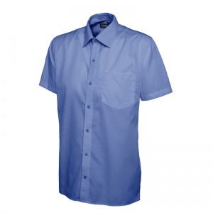 Uneek UC710 Men's Poplin Short-Sleeve Work Shirt (Blue)