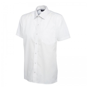 Uneek UC710 Men's Poplin Short-Sleeve Work Shirt (White)