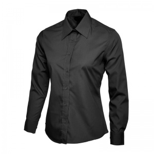 Uneek UC711 Ladies' Poplin Long-Sleeve Work Shirt (Black)