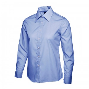 Uneek UC711 Ladies' Poplin Long-Sleeve Work Shirt (Blue)