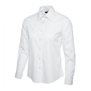 Uneek UC711 Ladies' Poplin Long-Sleeve Work Shirt (White)