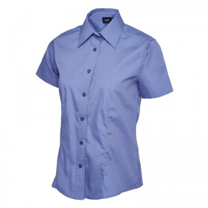 Uneek UC712 Ladies' Poplin Short-Sleeve Work Shirt (Blue)
