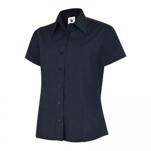 Uneek UC712 Ladies' Poplin Short-Sleeve Work Shirt (Black)