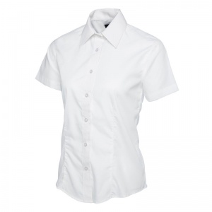 Uneek UC712 Ladies' Poplin Short-Sleeve Work Shirt (White)