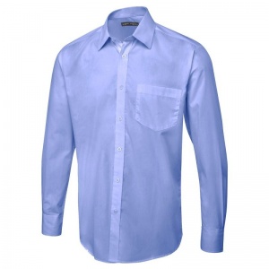 Uneek UC713 Men's Long-Sleeve Tailored Poplin Work Shirt (Blue)