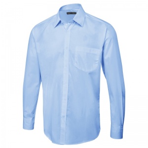 Uneek UC713 Men's Long-Sleeve Tailored Poplin Work Shirt (Light Blue)