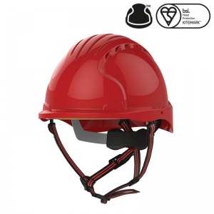 JSP EVO5 Dualswitch Red Vented Industrial Climbing Safety Helmet