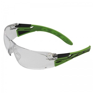 JSP Eiger Black and Green Frame Clear Lens Safety Glasses