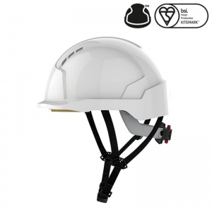 JSP EVOlite White Micro Peak Helmet with Linesman Wheel Ratchet